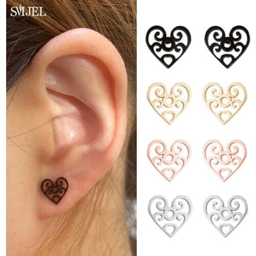 2021 Stainless Steel Design Heart Earrings for Women Bohemian Tiny Heart Shape Earring Ear Piercing Jewelry Party Birthday Gifts