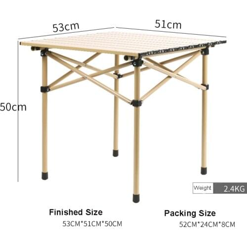 Folding Camping Table, Portable Aluminum Lightweight Square