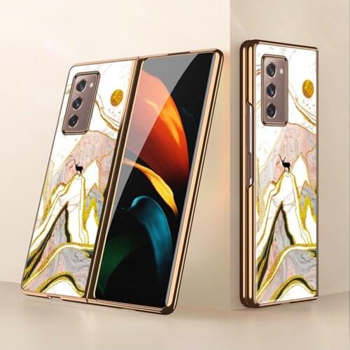 For Samsung zfold2 mobile phone case cartoon female f9160 electroplated glass W21 folding protective cover w2021 elk man