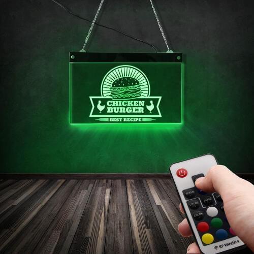Fast food Chicken Burger Led Neon Sign Western Restaurant Daily Food Menu Hanging Led Wall Sign Room Decor Lighting Lamp