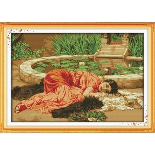 Comfortable home decor canvas people Cross Stitch kits cotton 14ct white 11ct print embroidery DIY handmade needlework wall