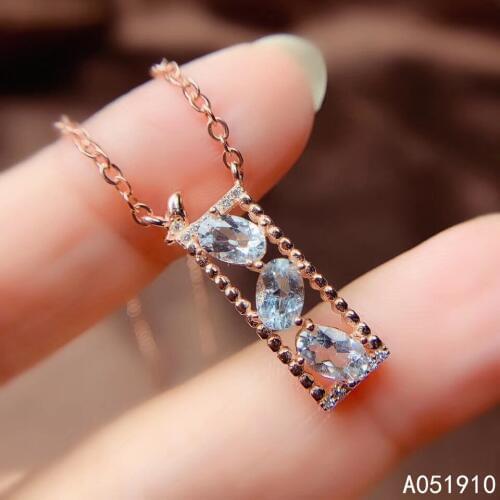 KJJEAXCMY boutique jewelry 925 sterling silver inlaid natural Aquamarine gemstone female necklace pendant support test trendy