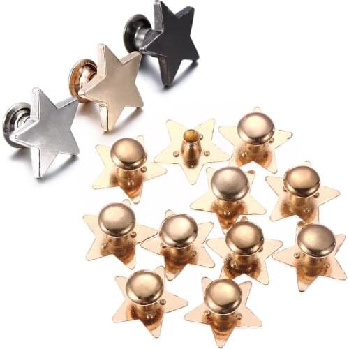 10sets(20pcs) Stars Rivets DIY Clothing Bag Shoes Crafts Decoration Supplies Garment Sewing Glass Drill Nail Button
