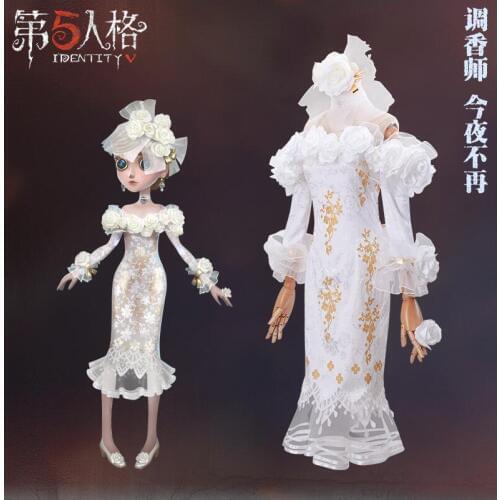 Game Identity V Vera Nair Cosplay Costume No more tonight Wedding Dress White Dress Halloween Costume For women