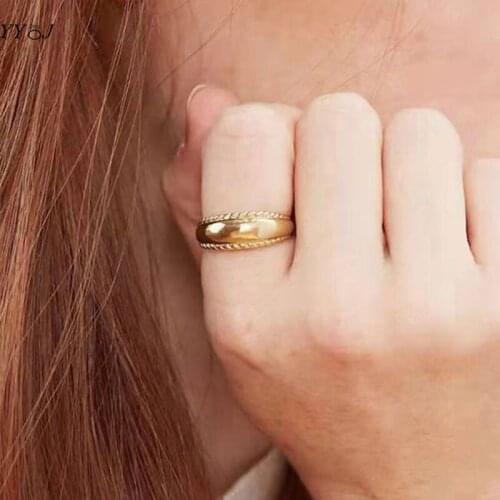 Dome chunky ring for women stainless steel gold statement ring minimalism trendy women jewelry 2021