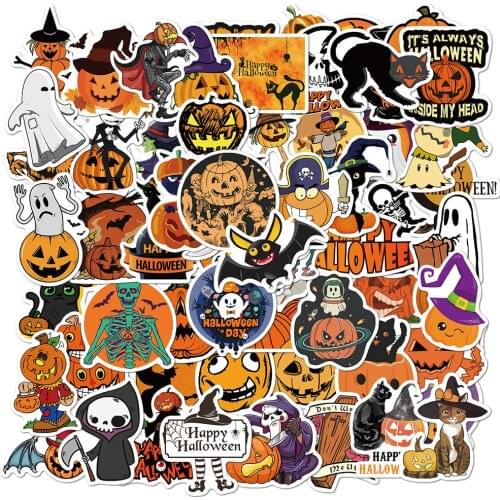 10/50/100pcs Halloween Skull Pumpkin Funny Sticker for Children DIY Suitcase Laptop Guitar Scrapbooking Graffiti Decal Stickers