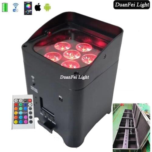 10pcs +chargetable flycase par led flat rgbwa uv battery power 6x18w par led slim par inddo0r wifi phone control