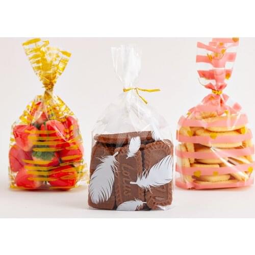 100pcs Plastic Candy Bag Biscuit Cookie Packing Bags Christmas Gift Birthday Party Decoration Supplies Wedding Favors Baby Showe