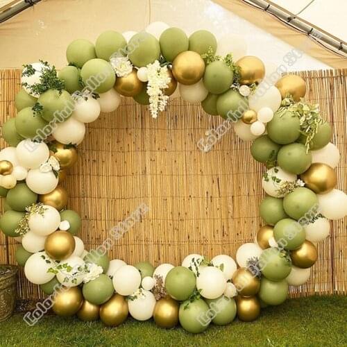 115pcs Avocado Green White Gold Latex Balloon Arch Kit Wedding Birthday Baby Shower Party Backdrop Holiday Dinner Toy Decoration