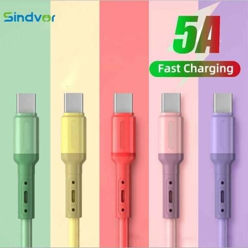 2M For iPhone Phone Charger Charging Car Charger Cord 5A Type C Liquid Silicone Data Cable Charger Usb Charger Fast Charger