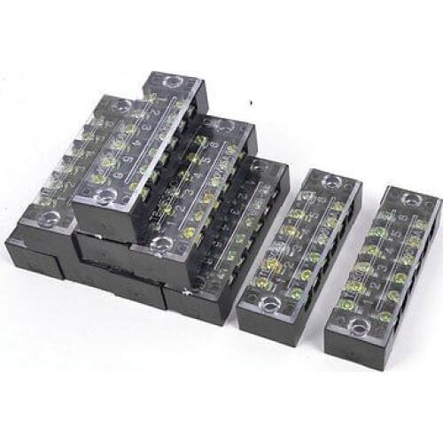 10 Pcs TB-1506 600V 15A 2 Row 6 Positions Screw Terminal Barrier Block