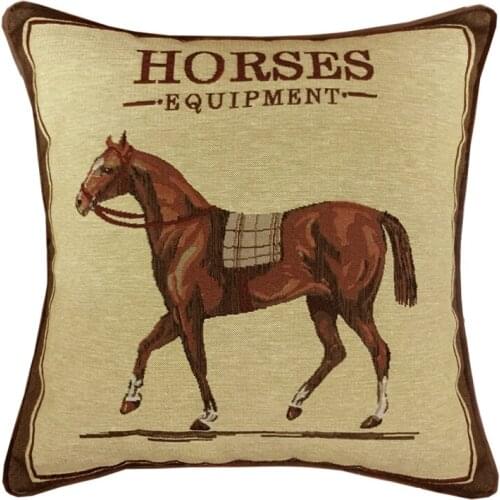 45x45cm American retro horse printed cushion cover sofa decorative pillowcase lumbar pillow cover