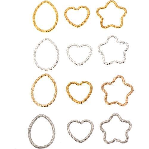 50pc 17mm Flower Heart Drop Shape Sliver Rose Gold White K Close Jump Rings Tone Metal Jump Rings DIY Necklace Jewelry Findings