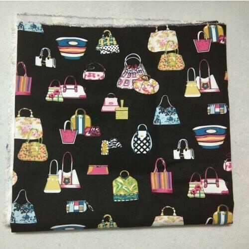 50x140cm Thick Tough Black Colorful Lady Bags Handbags Printed Canvas Cotton Fabric Bag Fabric Patchwork DIY Sewing tablecl