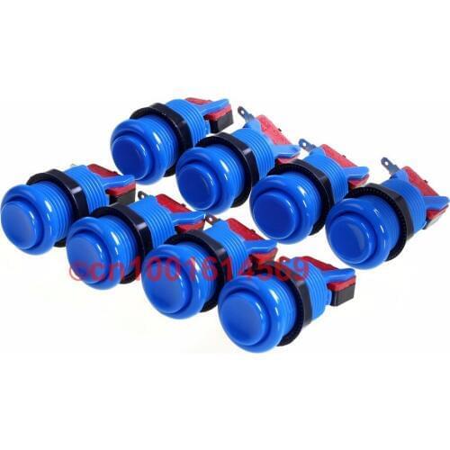 8 Pcs/lot Blue Happ Style Push Button + Micro Switch For Arcade DIY Parts MAME Game & Arcade Sticks USB Connector Joystick DIY