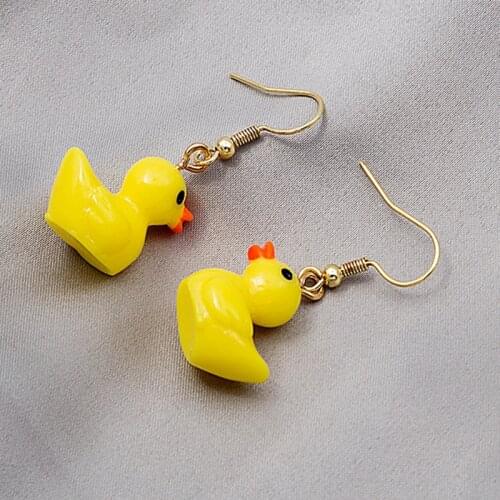 Acrylic Statement Metal beads Duck Small Drop Earrings for Women Studs Pendant Animal Earring Jewelry