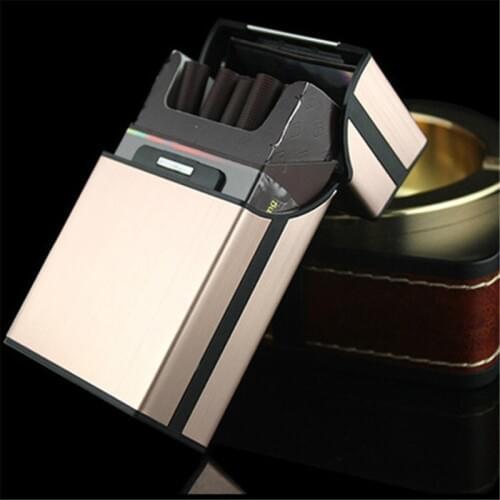 Aluminum Metal 20 Cigarette Case Lighters Best Friend Magnetic Buckle Tobacco Box