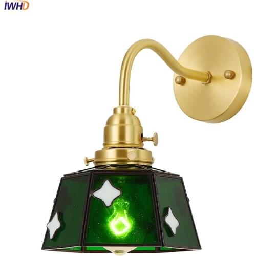 Colorful Glass Wall Lamp Copper Nordic LED Wall Sconce Fixture For Home Decor Indoor Lighting With Switch Luminaria Decorativas