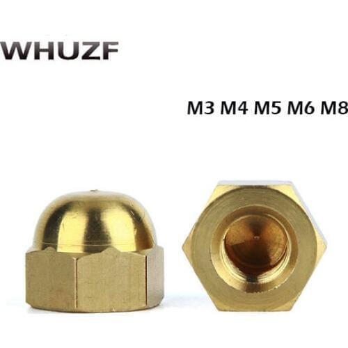 DIN1587 M3 M4 M5 M6 M8 Brass Cap Hex Nuts Decorative Dome Head Cover Semicircle Acorn Nut HW099