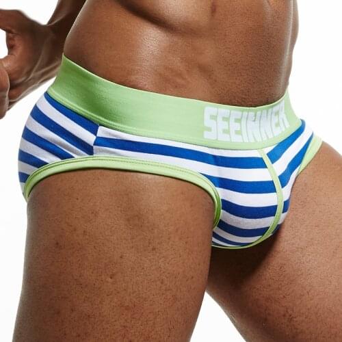 Men Underwear Briefs Cotton Striped Sexy Men Briefs Slips Cueca Masculina Male Panties Calcinha Gay Underwear