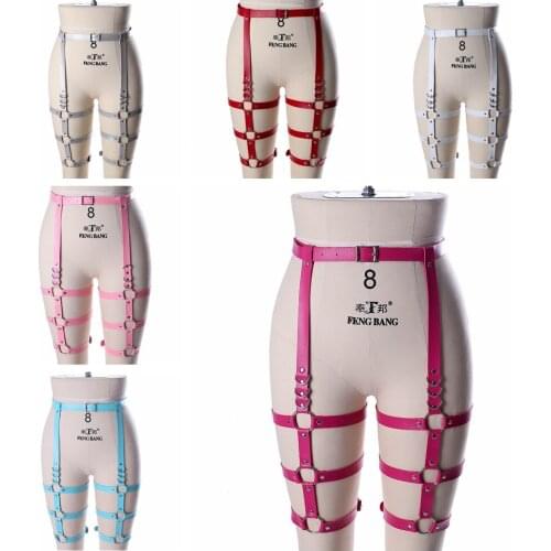 Elasticity Body Harness Harajuku Tight Leg Harness Bondage Suspender Strap Belts Women Punk Heart Sexy PU Leather Garter Belt