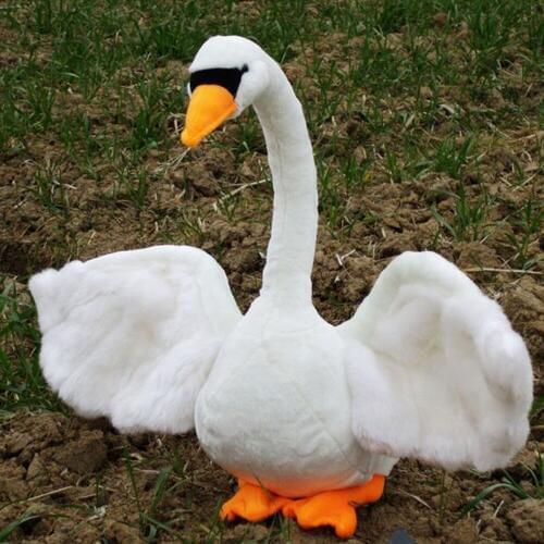 Fancytrader Pop Anime Soft White Goose Animals Plush Toy Simulated Big Swan Doll for Kids Present