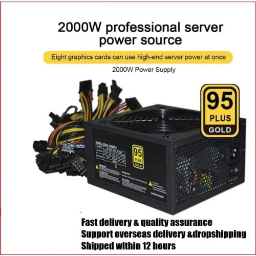 HOT!1800W To 2000W Rated Miner Power Supply 95% High Efficiency ATX Mining Power Source Support 8 CPU Card For Bitcon Miner ETH