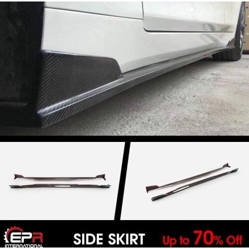 For Nissan Infiniti Q50 V37 NA Style Carbon Glossy Side Skirt Addon Exterior Body kits (North US Model)