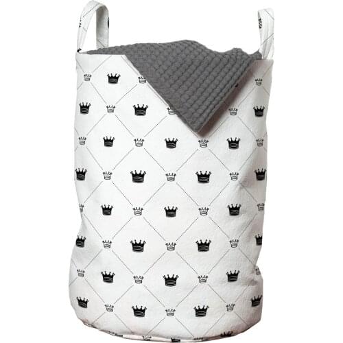 Crown Check Laundry Basket Monochrome Royal Diamond Shapes Organizer for Clothes Underwear Socks Toys Wash Bag & Home Storage