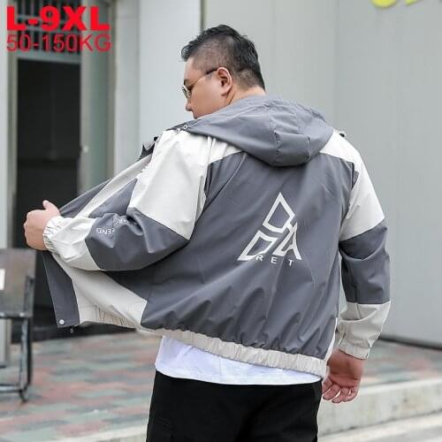 Oversized 9xl 8xl 7xl 6xl 5xl Hooded Jackets Men Autumn Patchwork Trend Streetwear Large Mens Hip Hop Windbreaker Coats Male