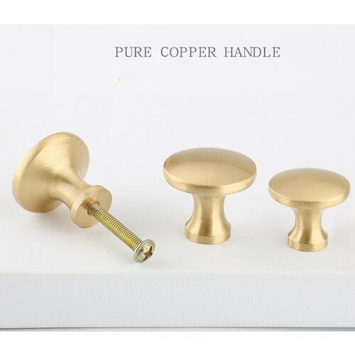 Brass Wardrobe Door Handle Button Single Hole Individual Circular Gold Full Brass Handle Nordic Simple Wardrobe Door Handle