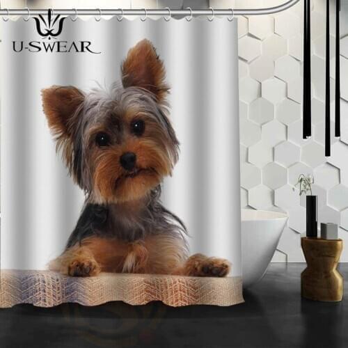 Best Nice Shower Curtain Yorkshire Terrier Dogs Bath Curtain Waterproof Fabric for Bathroom Custom Made Cortina De Ducha SC1054