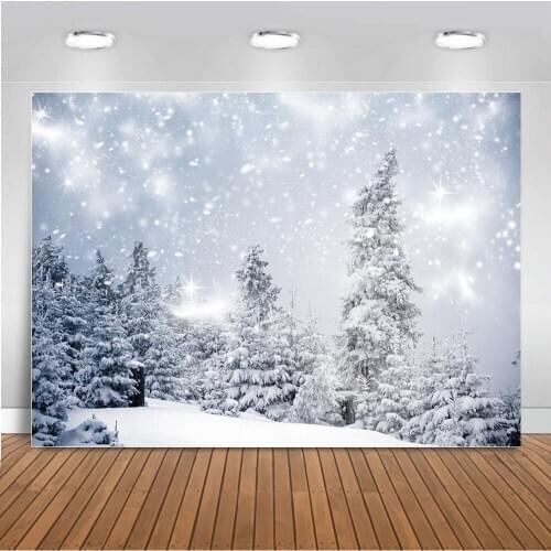 MEHOFOND Photo Background Children Baby Winter Snow Forest Snowflake Christmas Backgrounds Decoration Backdrop for Photo Studio