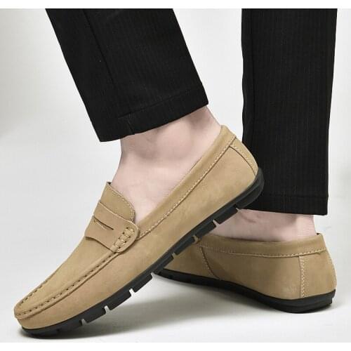 2021 Spring Fashion Men Casual Genuine Leather Shoes For Men Comfy Slip-On Classic Moccasins Men Loafers Black Young Flats shoes