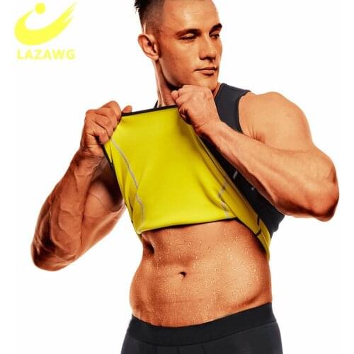 LAZAWG Mens Sauna Sweat Suits Gym Body Shaper Slimming Underwear Waist Trainer Corsets Fitness Vest Underwear Fat Burner Workout