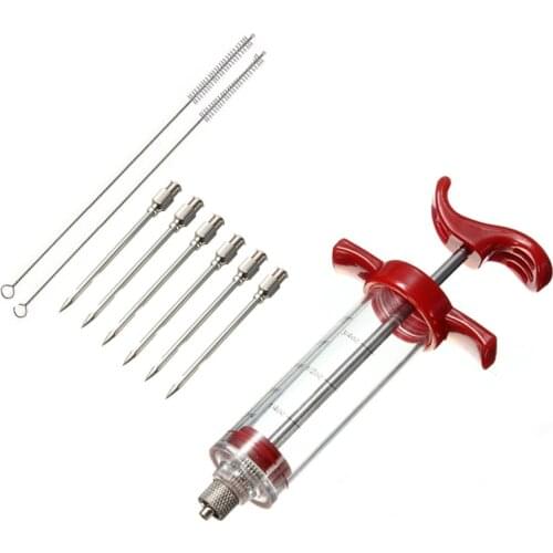 Food Grade Syringe Set BBQ Meat Flavor Injector With Stainless Steel 6 Needles