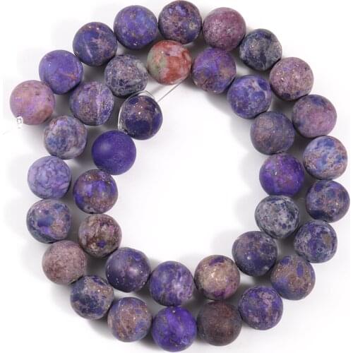 Natural Stone Matte Purple Turquoises Jaspers Beads for Jewelry Making DIY Bracelet Necklace 4 6 8 10mm Mineral Round Beads 15
