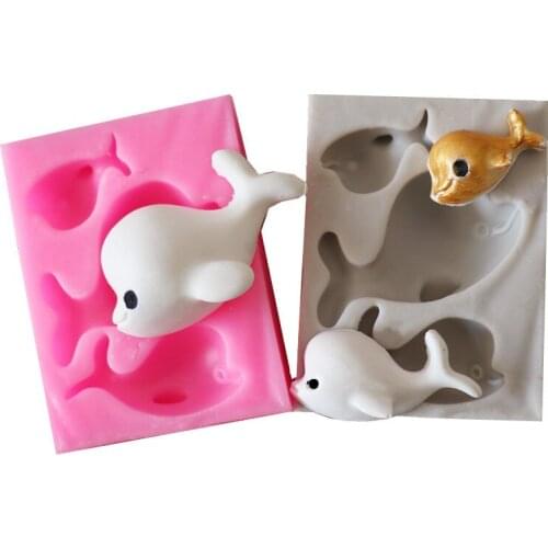 Ocean Series Cute Dolphin Fondant Silicone Mold DIY Chocolate Candy Baking Mould Handmade Soap Epoxy Resin Molds Cake Crafts