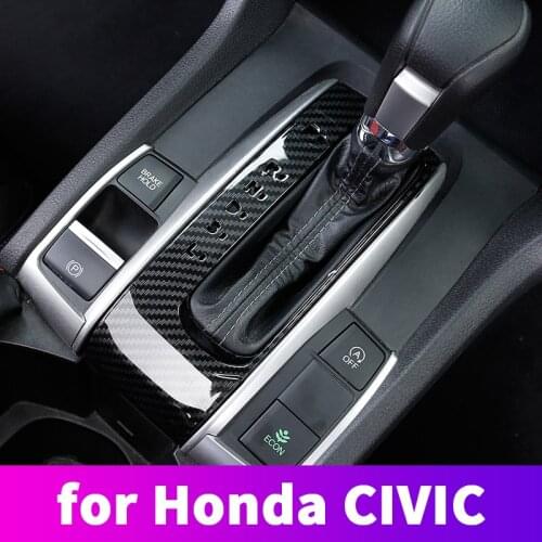 Center Control Interior Carbon Fiber Gearshift Panel Decorative Sticker Modified Accessories For Honda Civic 10th 2017 2018 2019