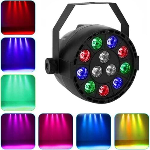 Flat 12 Led Par Stage Light RGB 15W Disco Party Lights Laser Dj Effect Controller Dj Equipment Projector Xmas Bar DJ Stage Light