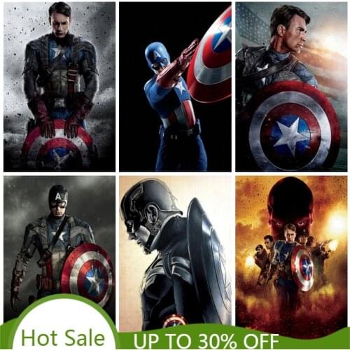 Captain America Movie Poster Wall Art Print Marvel Superheroes Canvas Painting for Living Room Office Bedroom Decor Picture