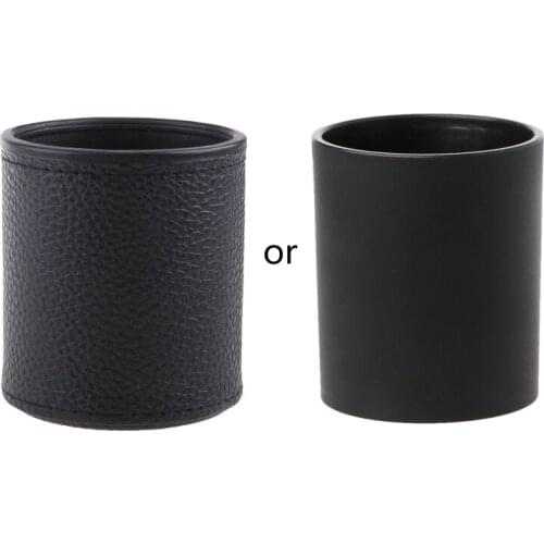 270C Durable Leather Ribbed Dice Cup Fish Pattern Black Gambling Casino Tool KTV Bar