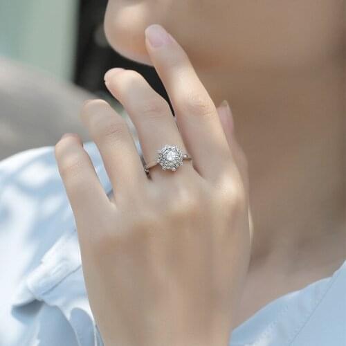 Passed Diamond Test Perfect Moissanite 925 Sterling Silver Star 1ct Diamond Ring Fashion Engagement Jewelry Adjustable Ring