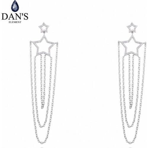 DANS ELEMENT 3 Colors Made With AAA Zirconia Rose Gold Color Tassel Heart Earrings For Women Valentine Gift copper 130418