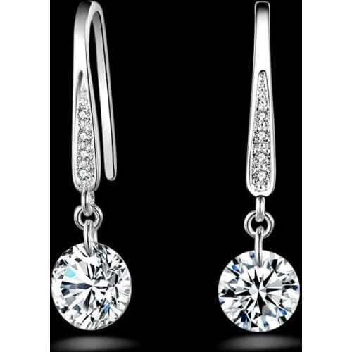 CHUNSHI EMO Korean Version Droplet Shaped Zircon Silver Plated Zircon Diamond Set Delicate Flowers Natural Style Hook Earrings