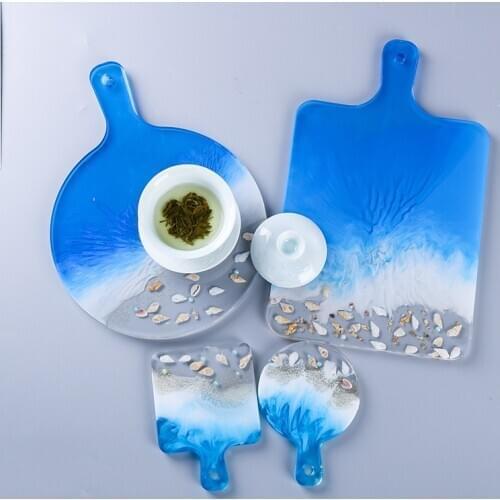 Resin Silicone Molds, 2PCS Tray Molds for Epoxy Resin, Square and Circular DIY Resin Serving Board, Resin Serving Tray Mold for