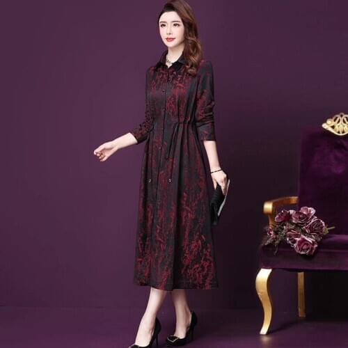 2019 Fall Spring Vintage Womens Red Floral Black Long Trench Coat , Autumn Female Woman High Waisted 4xl 5xl Pleated Coats
