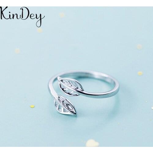 Boho Vintage Silver Color Leaf Rings for Women Lover Finger Ring Valentines Day Gifts 2020