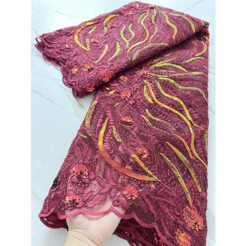 High Quality Lace New Sequins Lace 2021 Latest Bridal Materials Dresses Fabric Lace for Nigerian Party Wedding 4345B