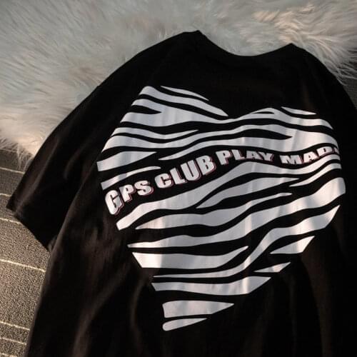 Cartoon Print Shirts Woman Summer Cute Heart Short Sleeve Graphic Oversize Harajuku Casual Loose T-shirt Tee Top harajuku